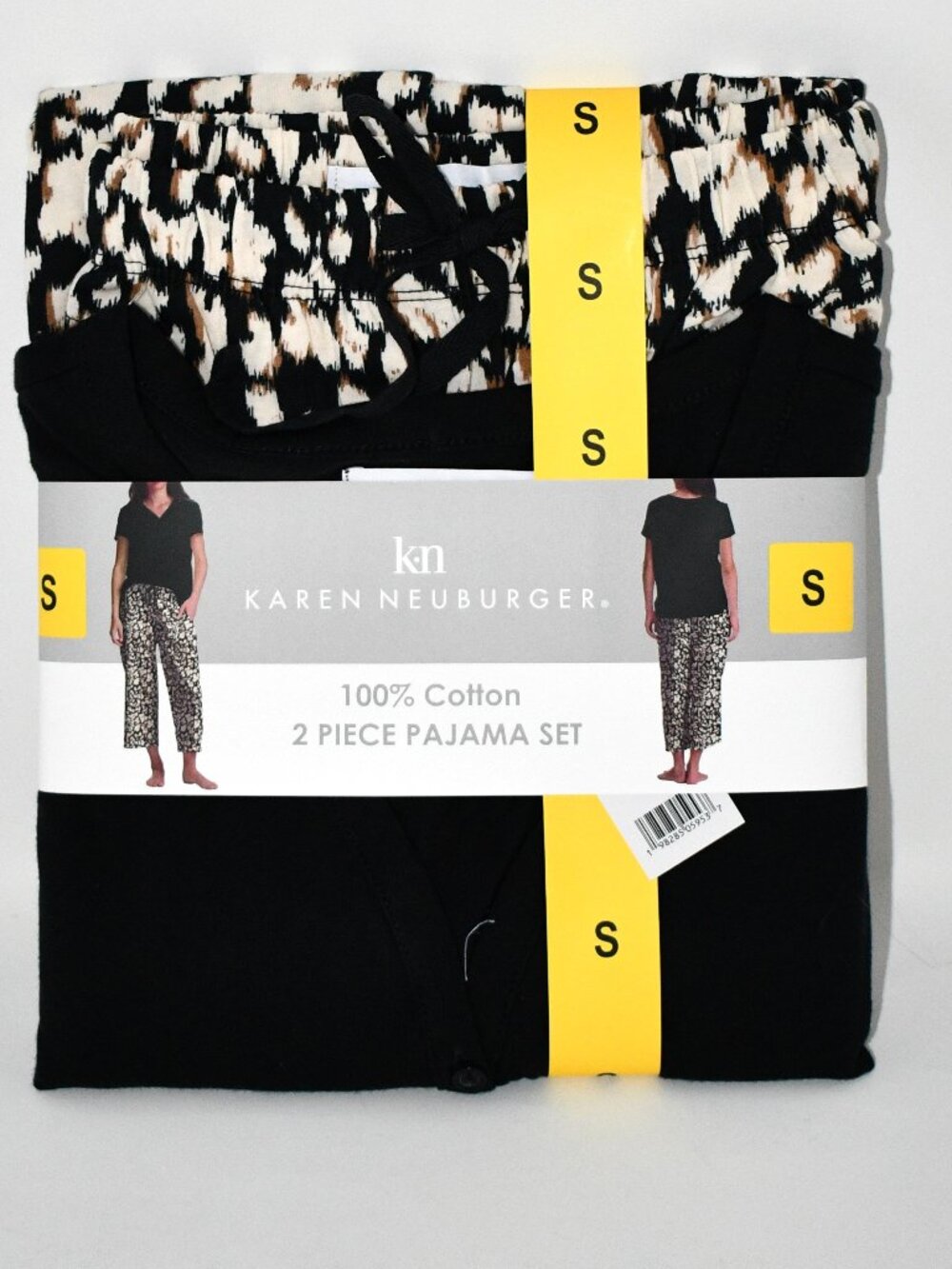Karen Neuburger Women’s 2 Piece Pajama Set Size Small 100% Cotton Black NWT